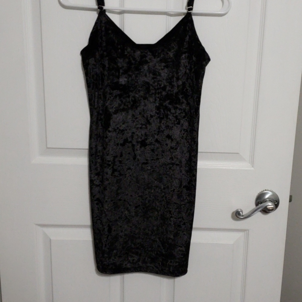 Black velvet mini dress
